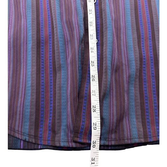 Robert Graham Purple Stripe Classic Fit Cotton Long Sleeve Shirt, XL - Picture 5 of 10